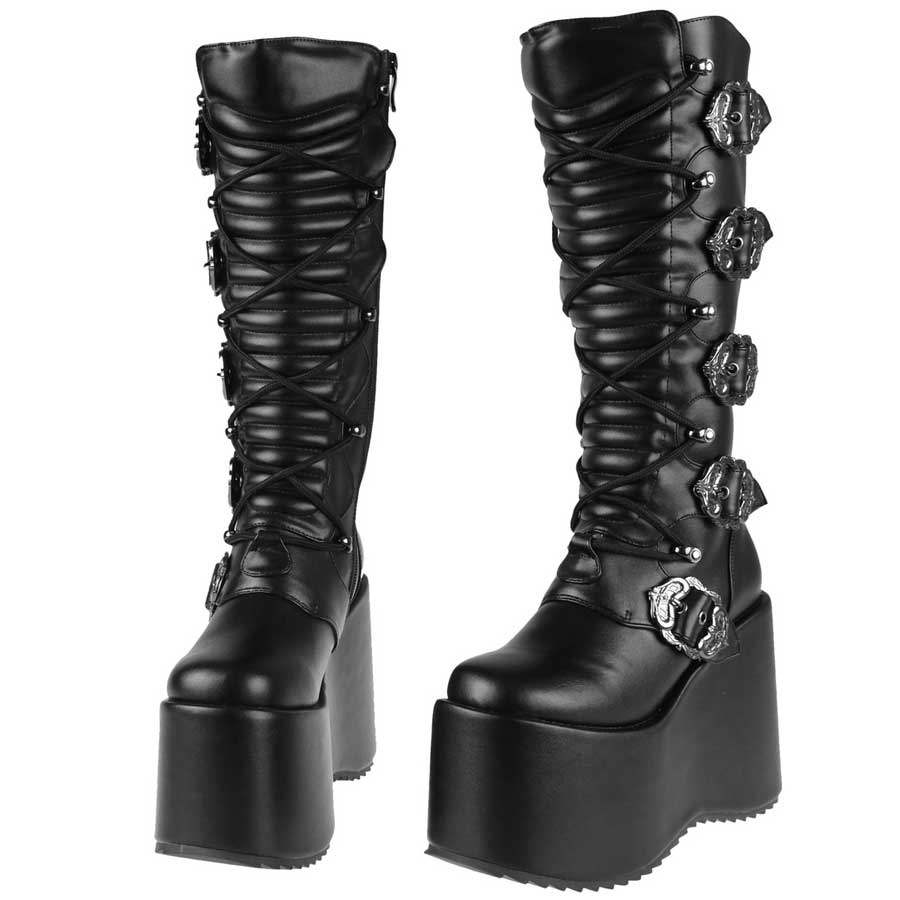 Hades BODIL Black Knee High 5" Platform Boots