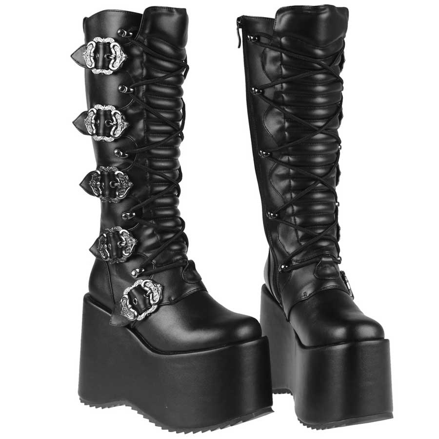 Hades BODIL Black Knee High 5" Platform Boots