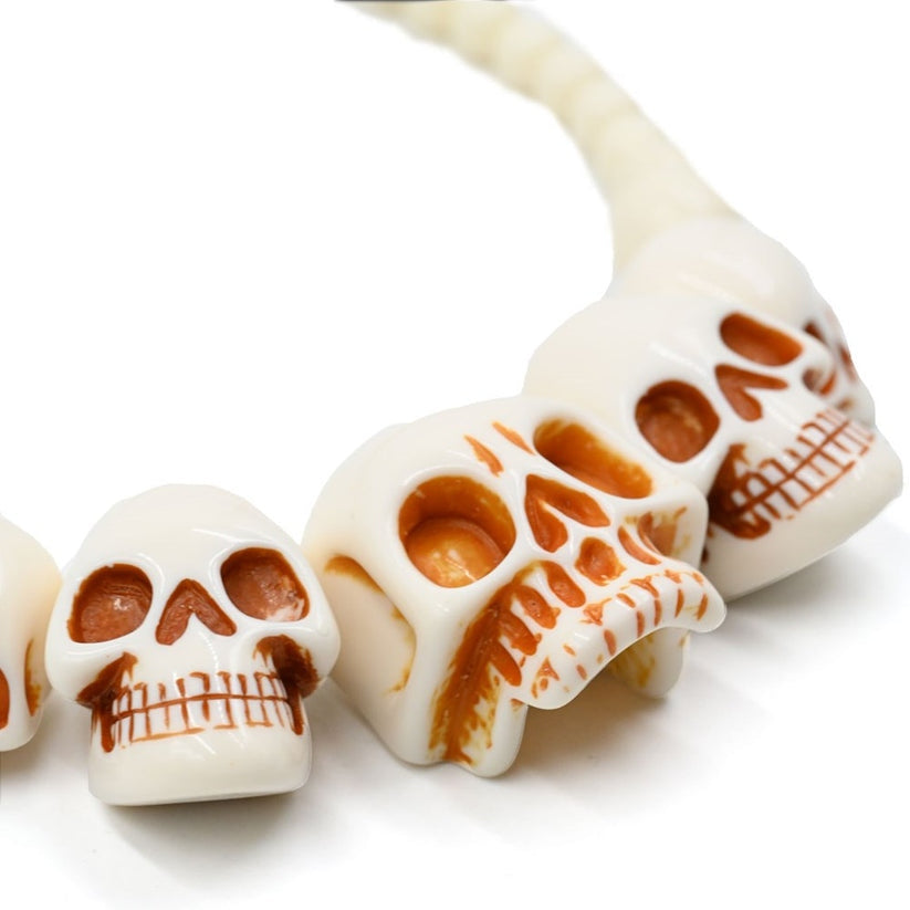 Kreepsville 666 Skull Collection Necklace Bone Color Resin