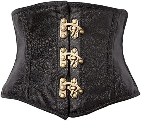 Daisy Corsets Top Drawer Black Brocade Steel Boned Mini Cincher Clasps
