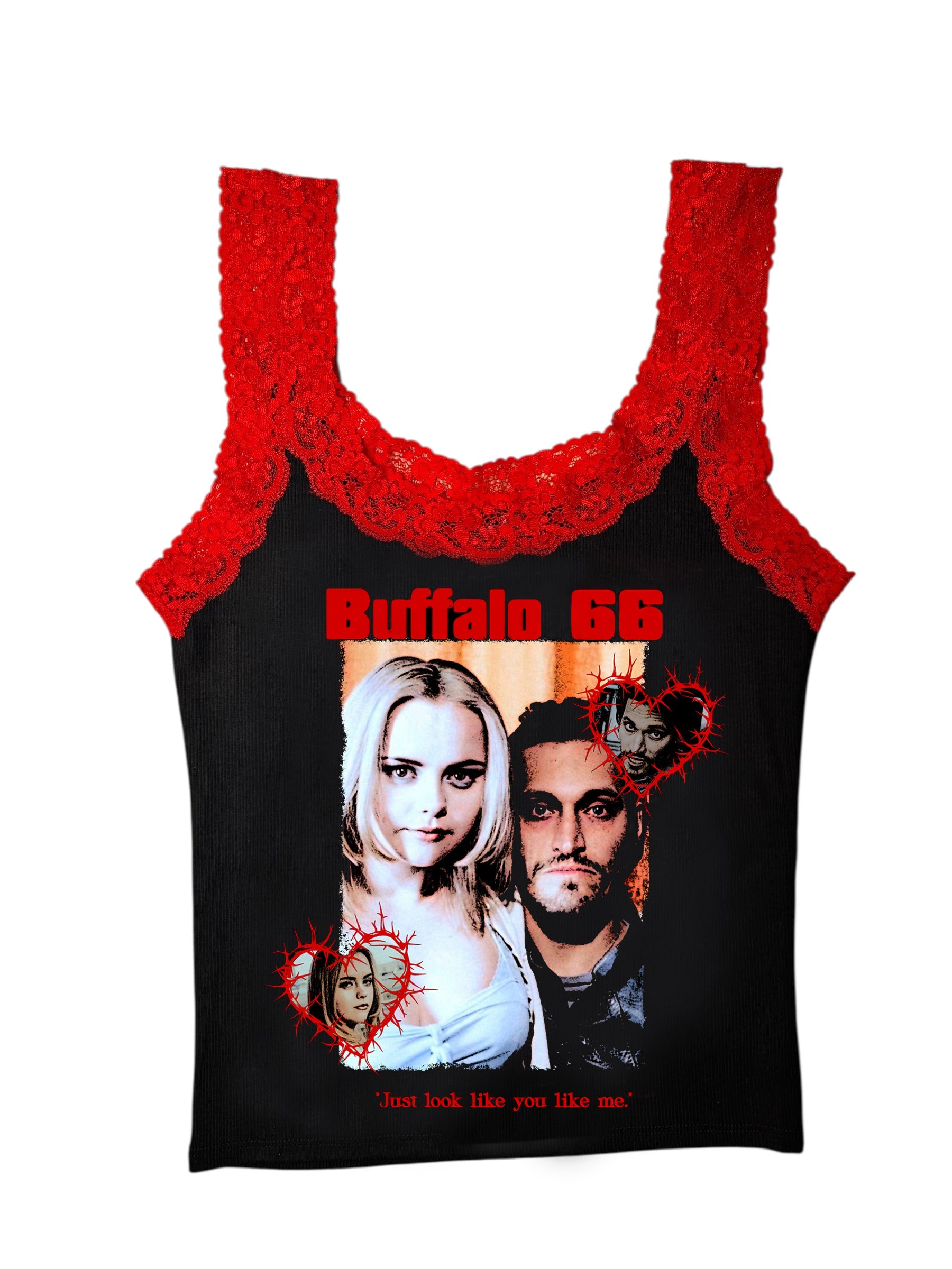 Vera's Eyecandy Buffalo 66 Lace Ribbed Tank Top