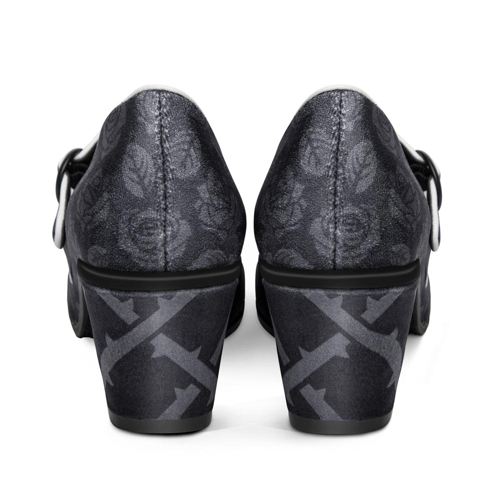 Chocolaticas® Mid Heels Black Tudor Mary Jane Pump