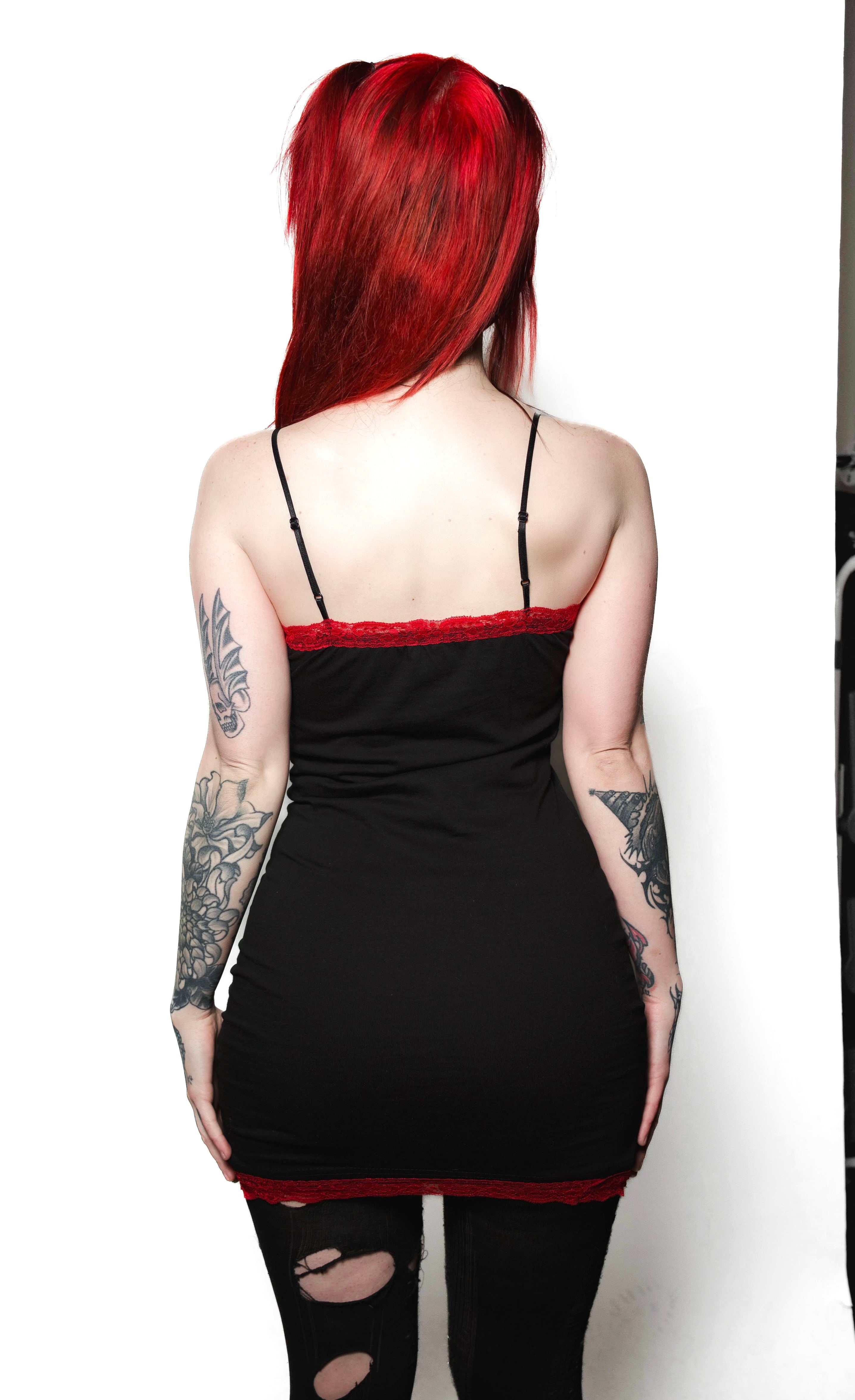 Vera's Eyecandy Cannibal Corpse Slit Red Lace Dress