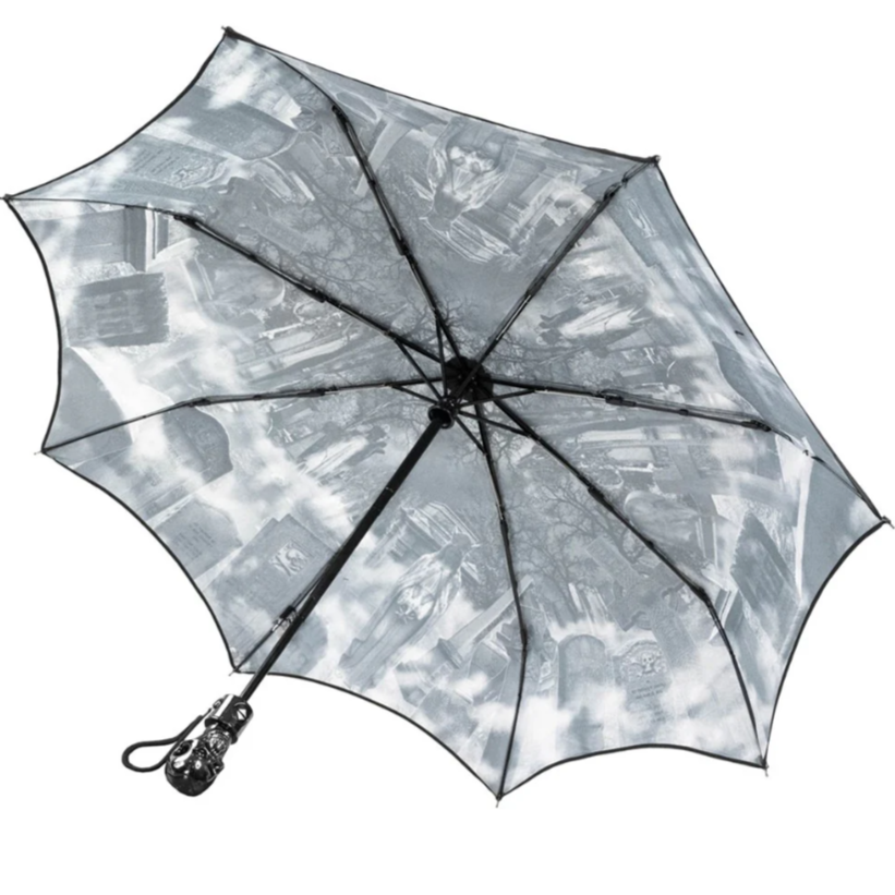 Kreepsville 666 Skull Handle Cemetery Umbrella