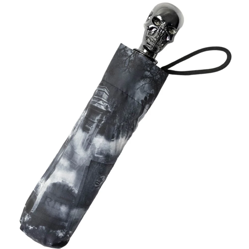 Kreepsville 666 Skull Handle Cemetery Umbrella