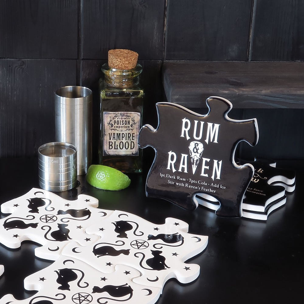 Black Cats Coaster Set