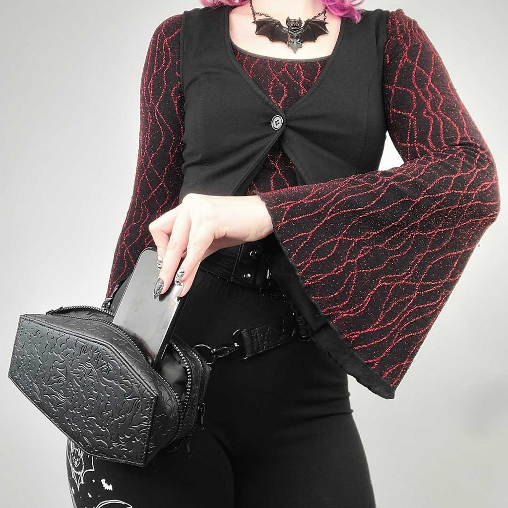 Kreepsville 666 Coffin Hip Pouch Embossed Bats