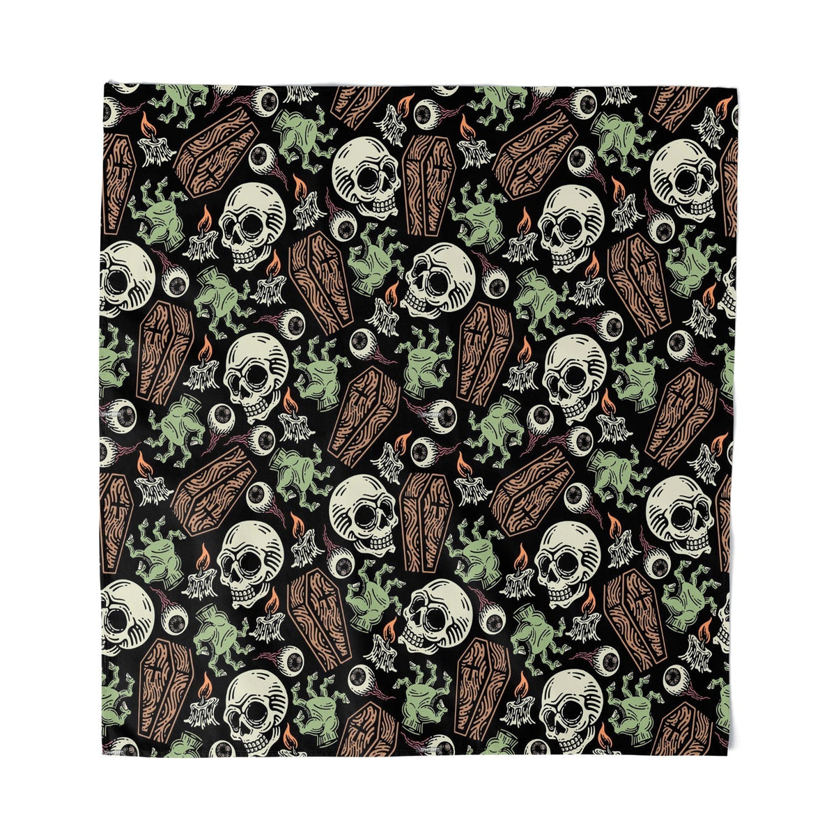 Original Underground Coffins and Eyeballs Hair Bandana Gothic 22" Silky Square