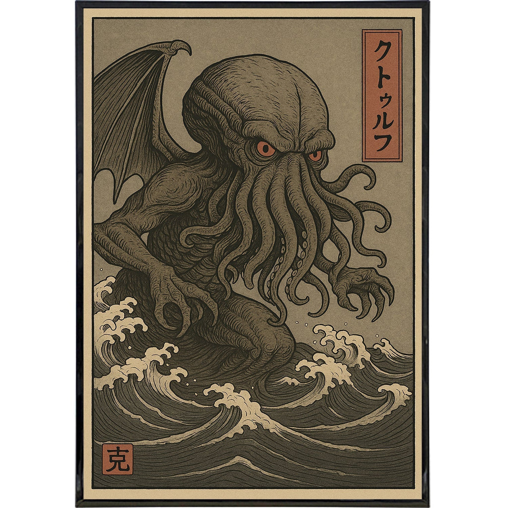 Cthulu Traditional Ukiyo-E Style Wall Art Poster Print