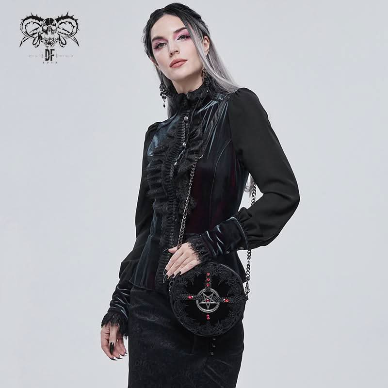 Devil Fashion Curse of Baphomet Round Velvet Purse