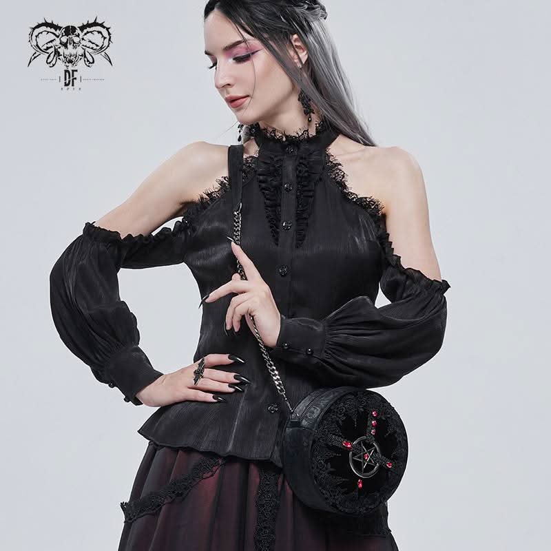 Devil Fashion Curse of Baphomet Round Velvet Purse