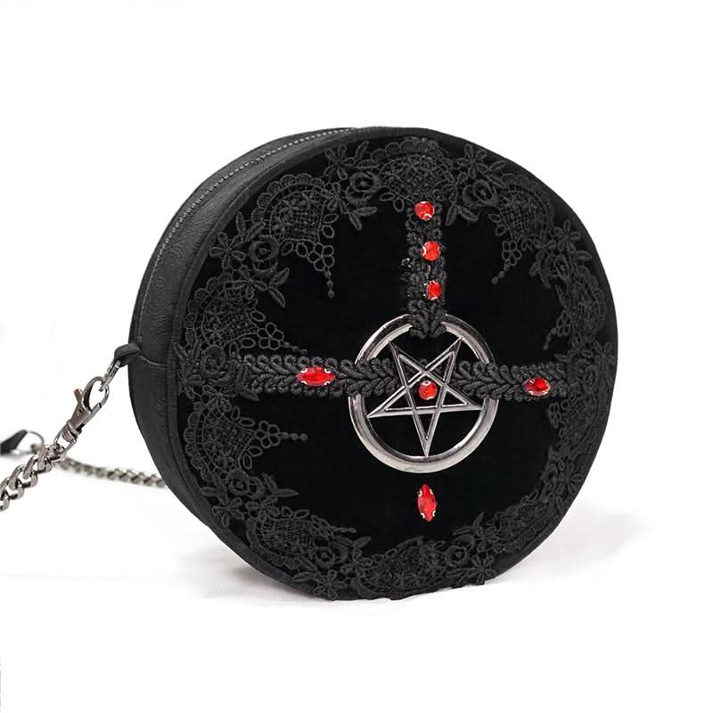 Devil Fashion Curse of Baphomet Round Velvet Purse