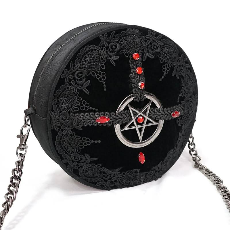 Devil Fashion Curse of Baphomet Round Velvet Purse
