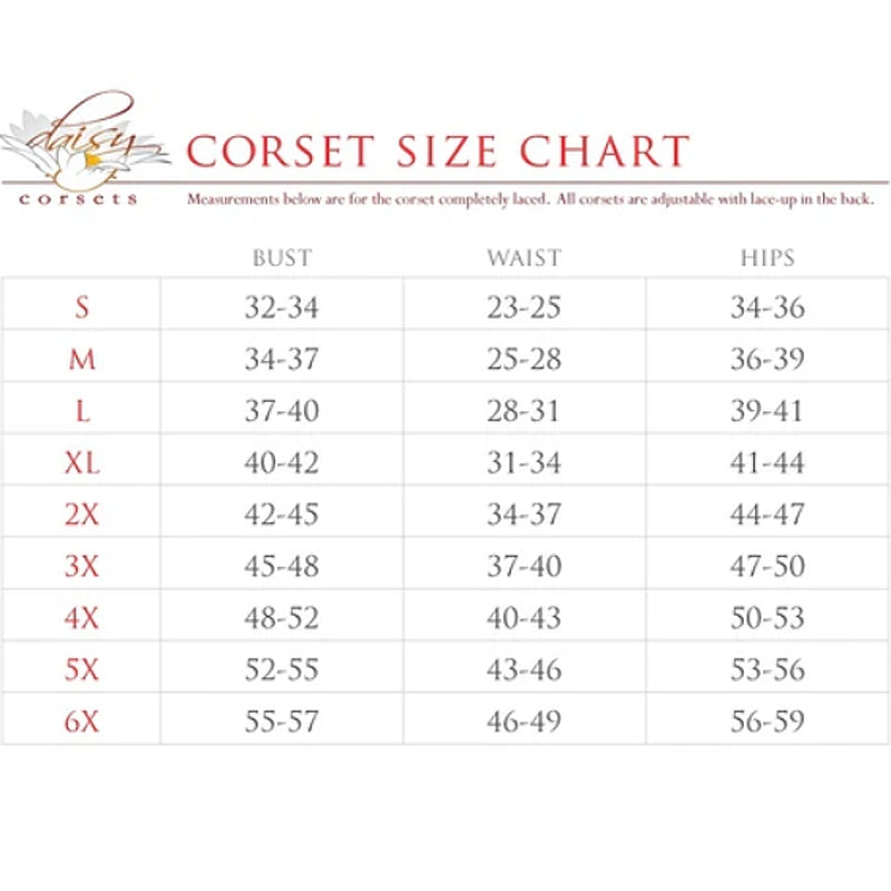 Daisy Corsets Top Drawer 2 PC Black Satin Steel Boned Bustier Striped Skirt Set