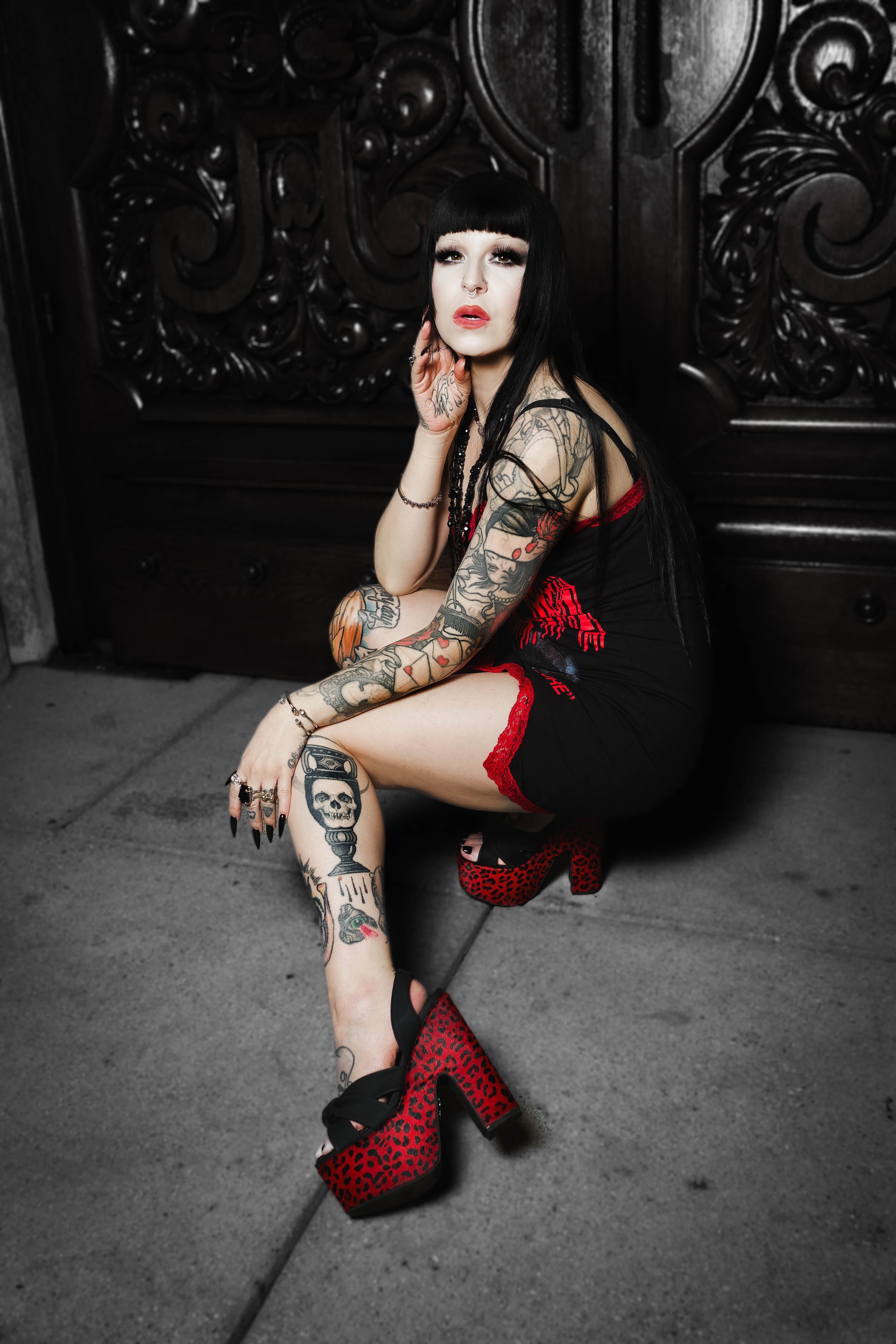 Vera's Eyecandy Death Slit Red Lace Dress