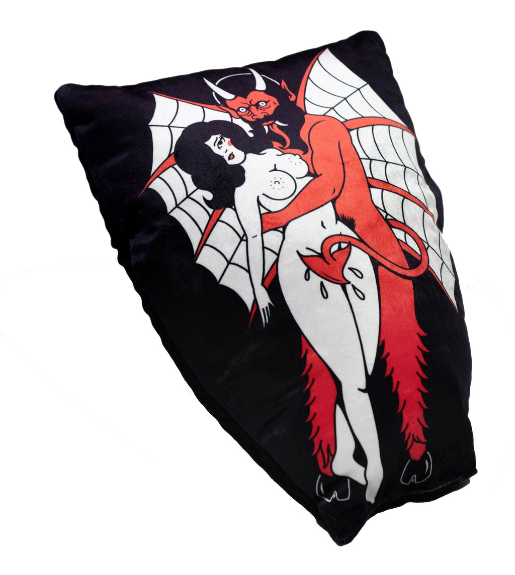 Vera's Eyecandy Devil Girl Velvet Throw Pillow