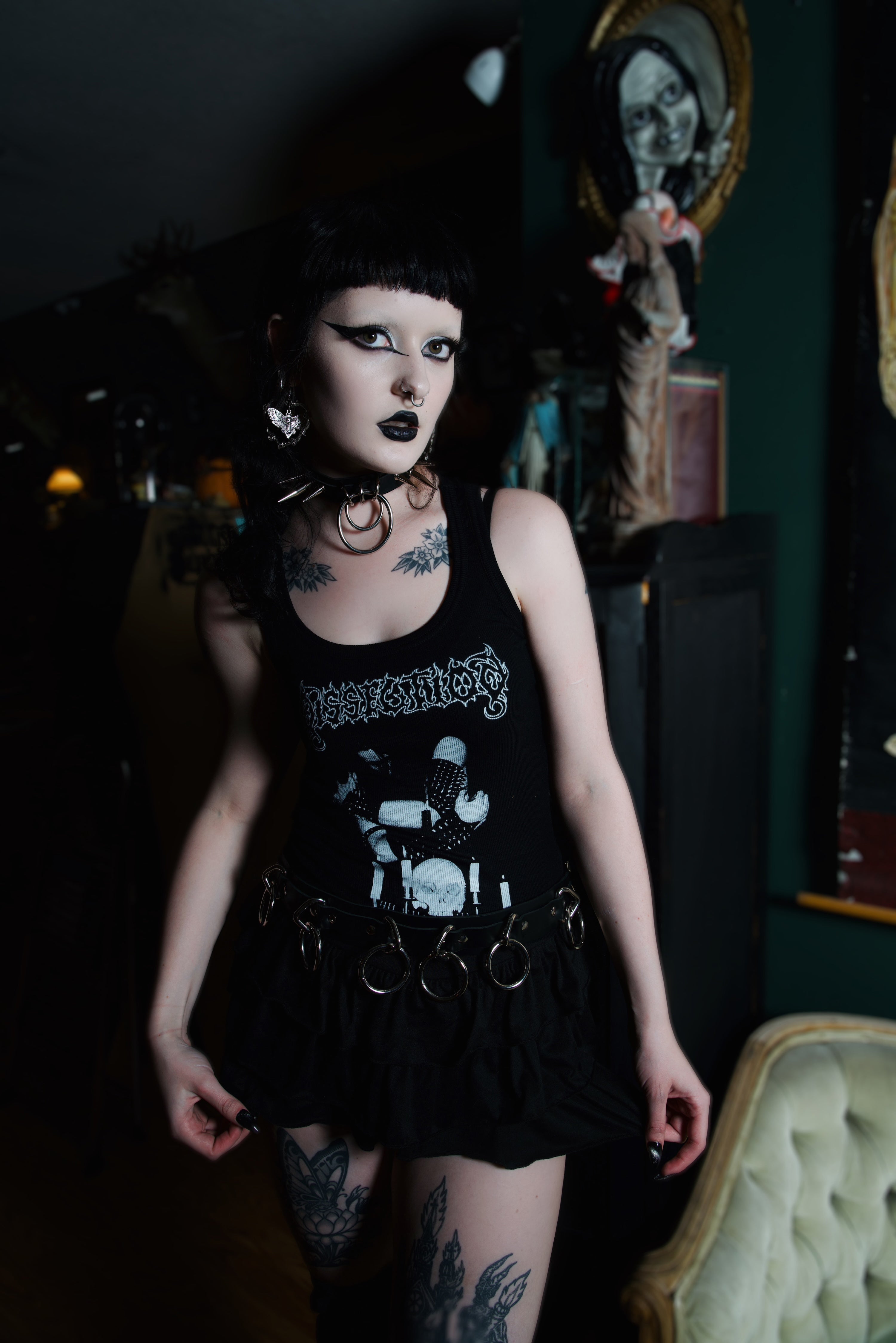 Vera's Eyecandy Dissection Ribbed Metal Tank Top