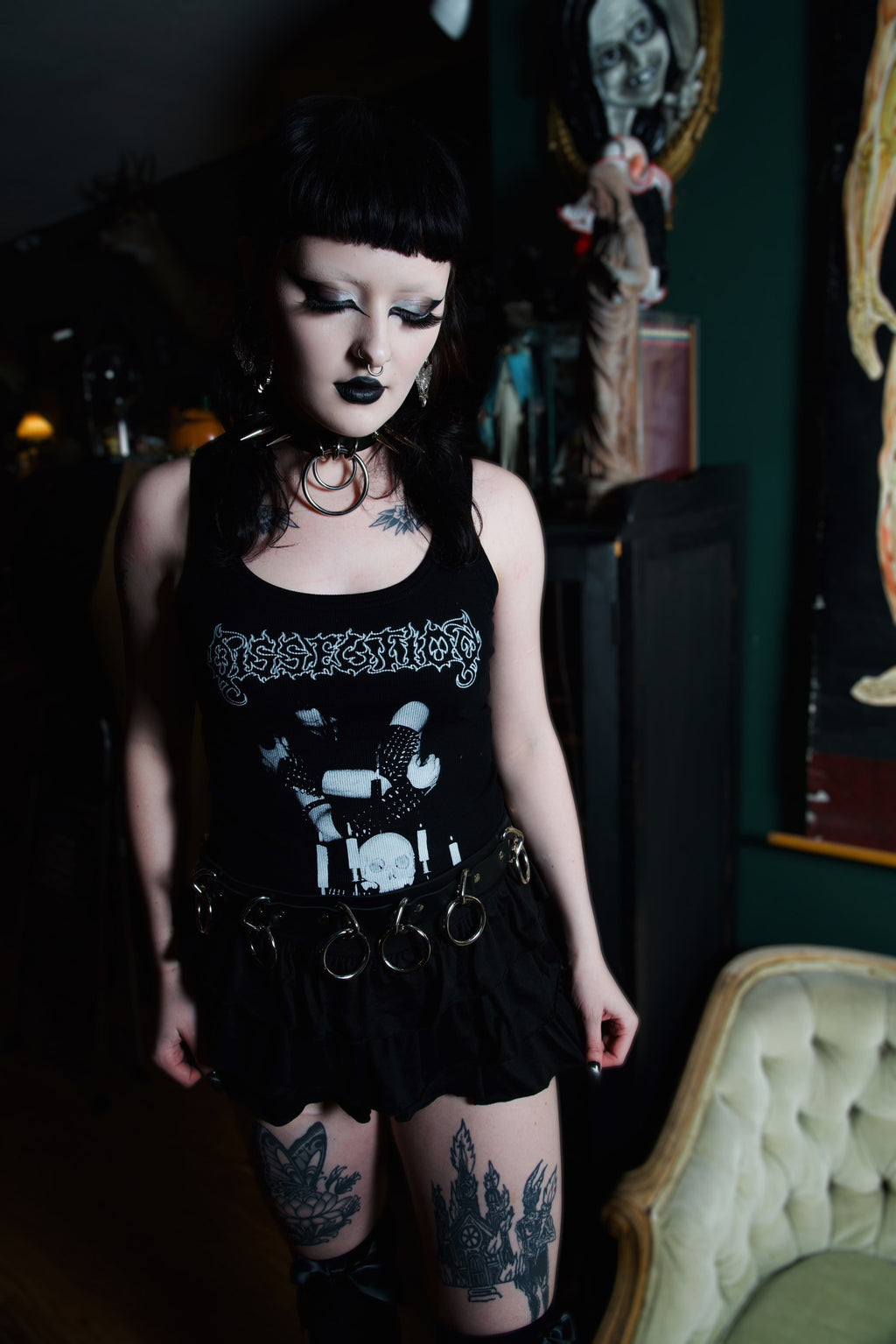 Vera's Eyecandy Dissection Ribbed Metal Tank Top