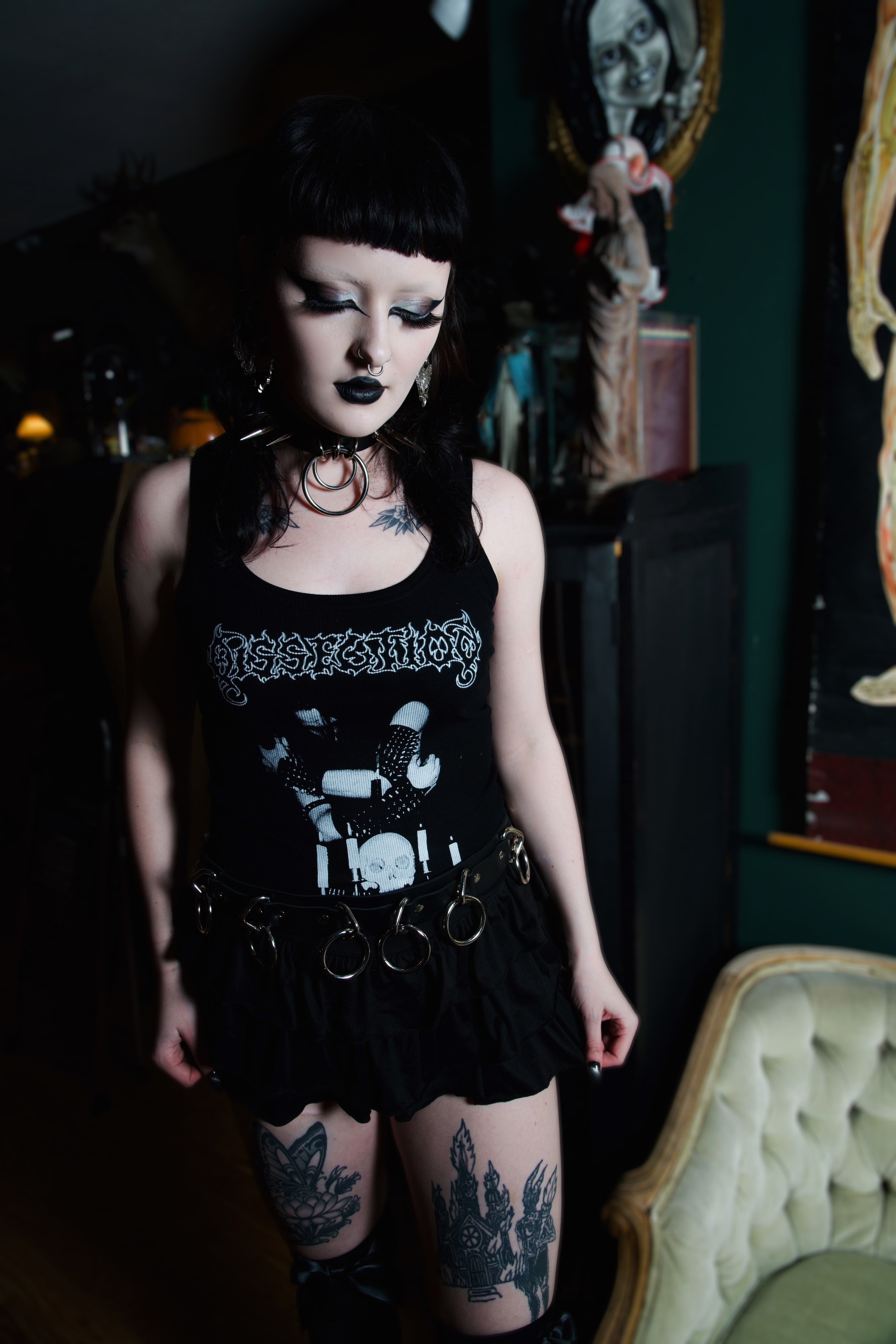 Vera's Eyecandy Dissection Ribbed Metal Tank Top