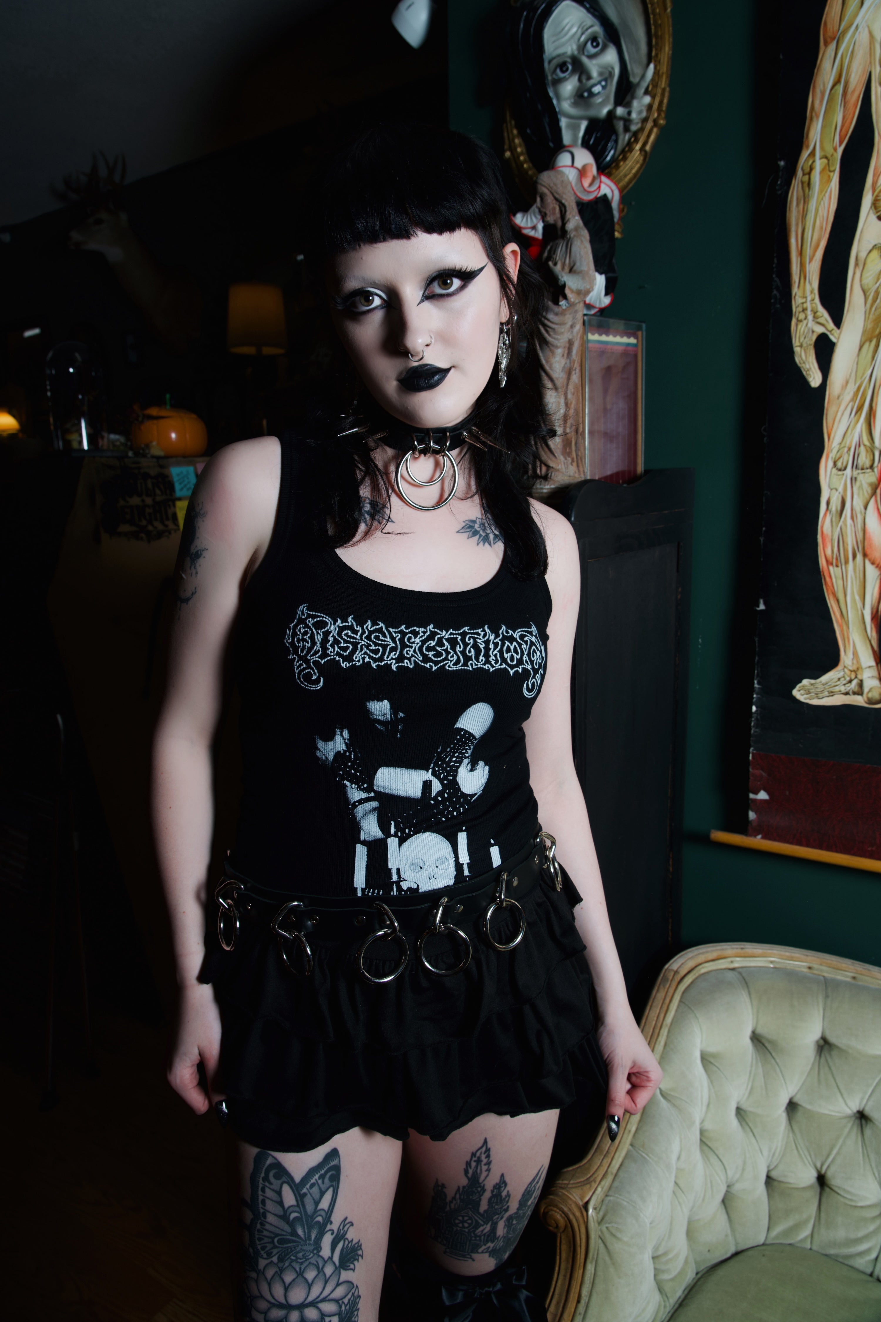 Vera's Eyecandy Dissection Ribbed Metal Tank Top