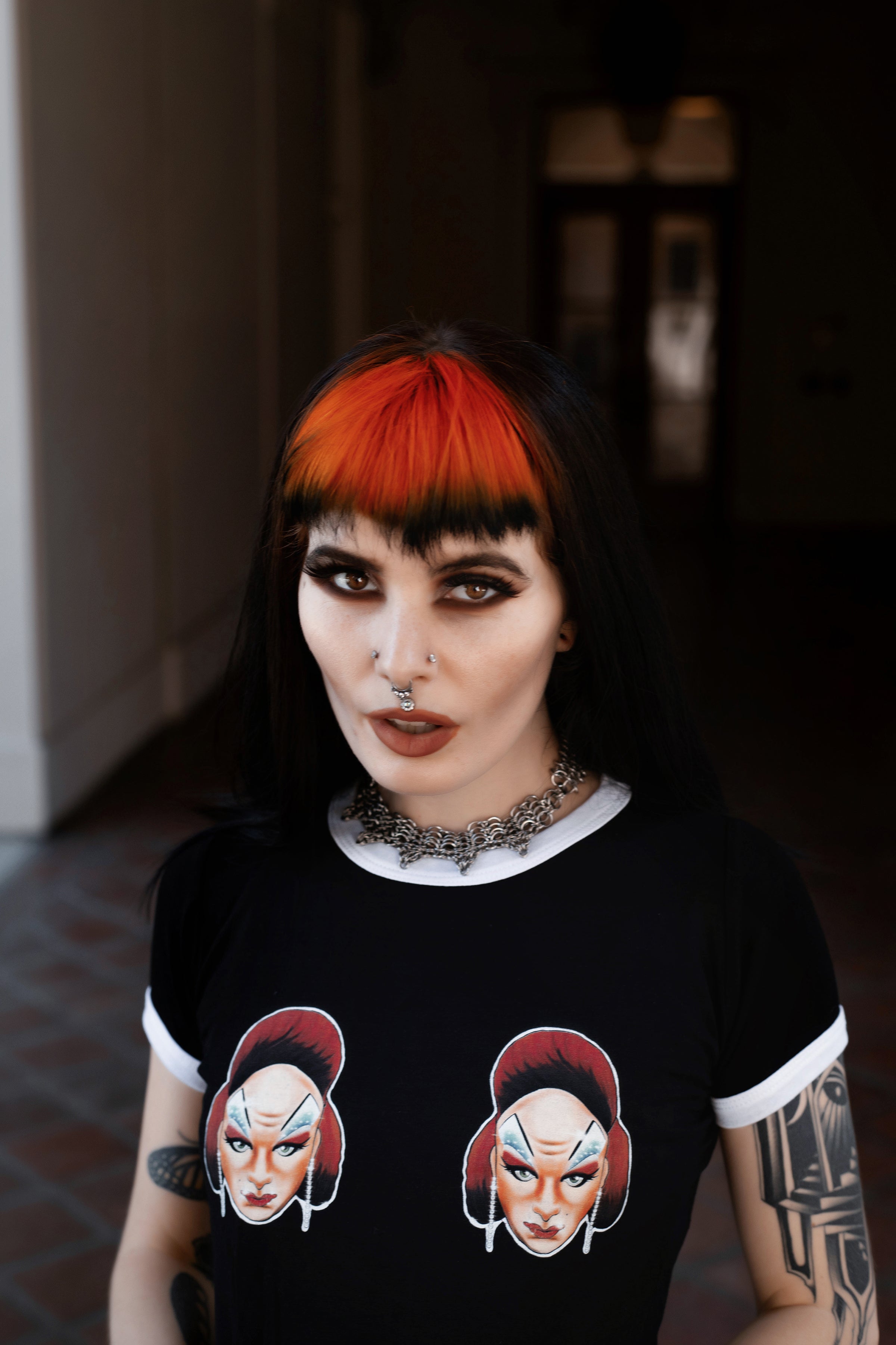 Vera's Eyecandy Divine Boobs Drag Icon Ringer Tee