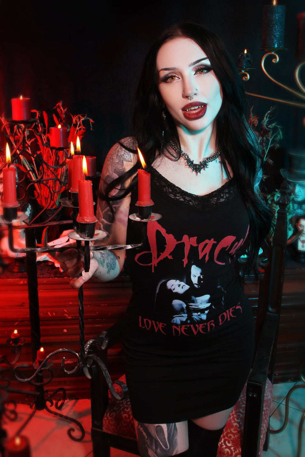 Vera's Eyecandy Dracula Love Never Dies Lace Strap Dress