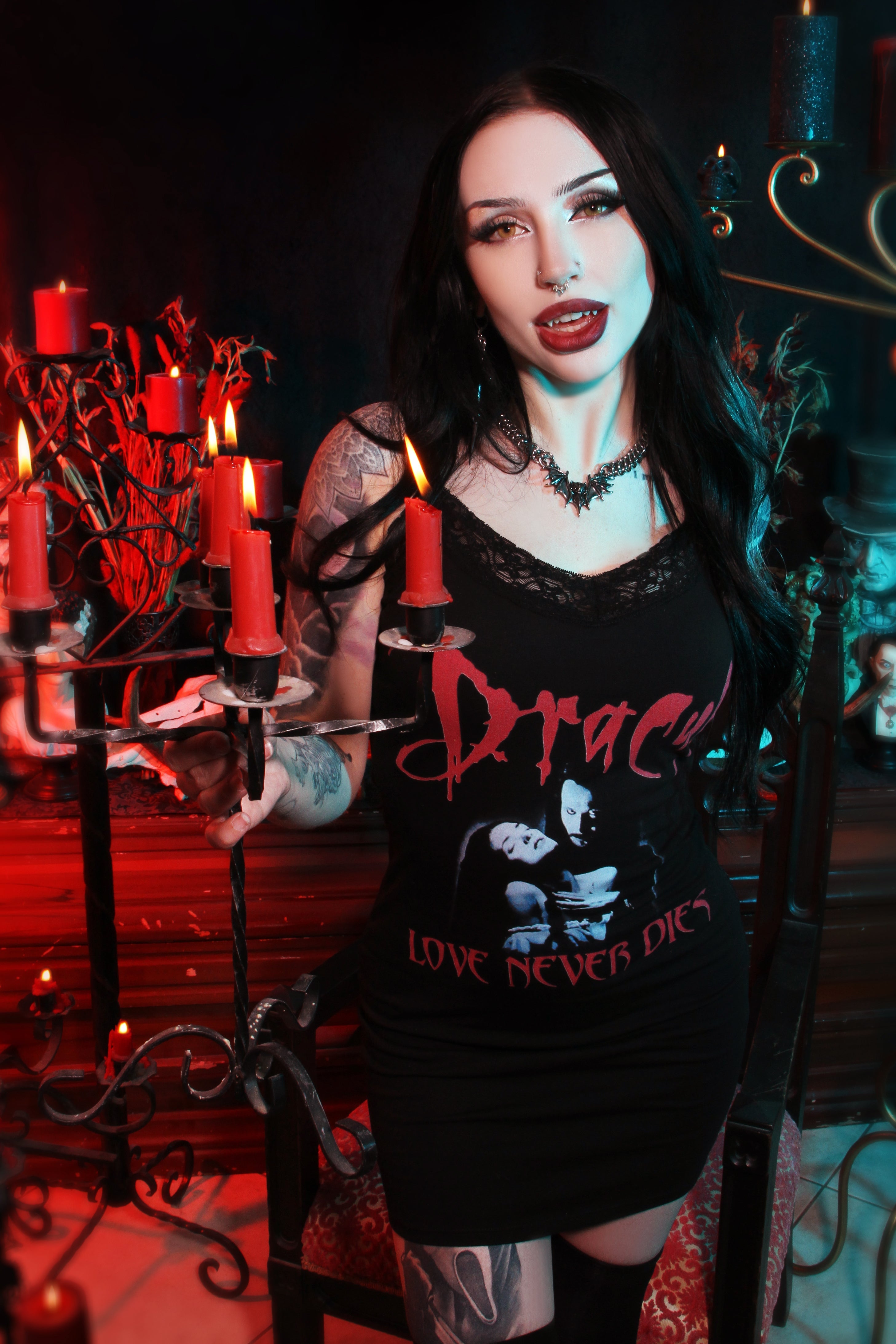 Vera's Eyecandy Dracula Love Never Dies Lace Strap Dress
