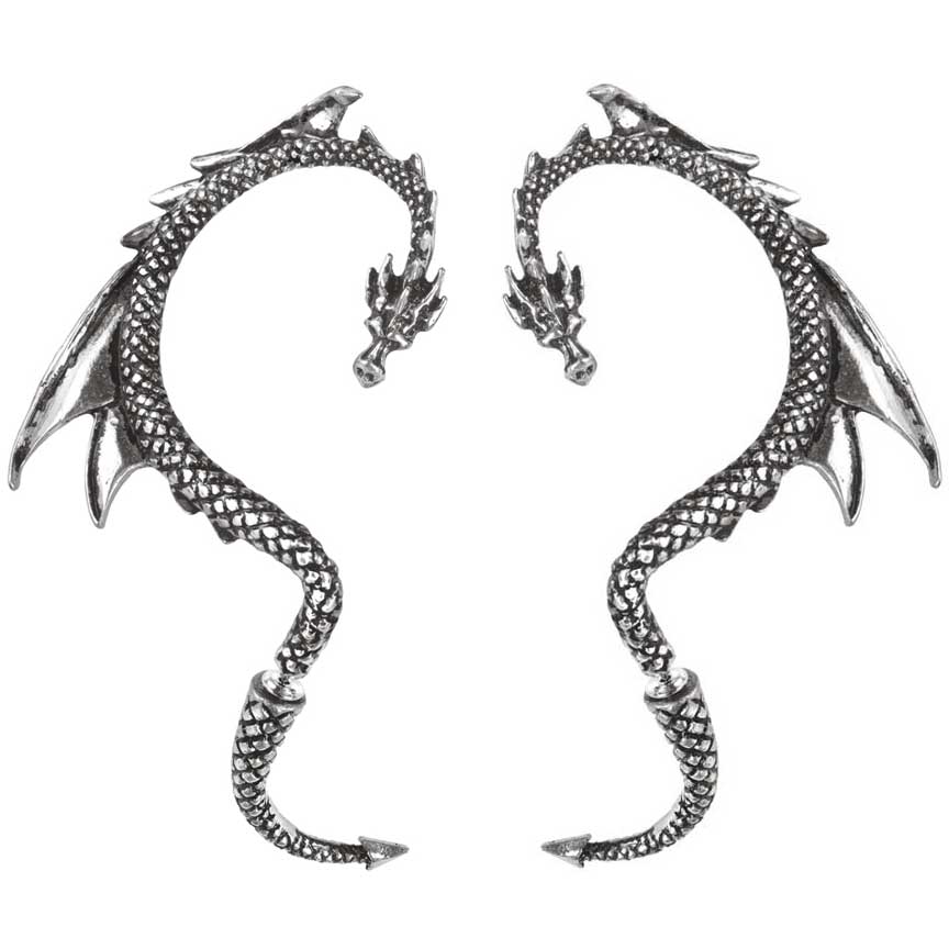 Alchemy Gothic The Dragons Lure LEFT * RIGHT * BLACK * PAIR Ear Wrap E274