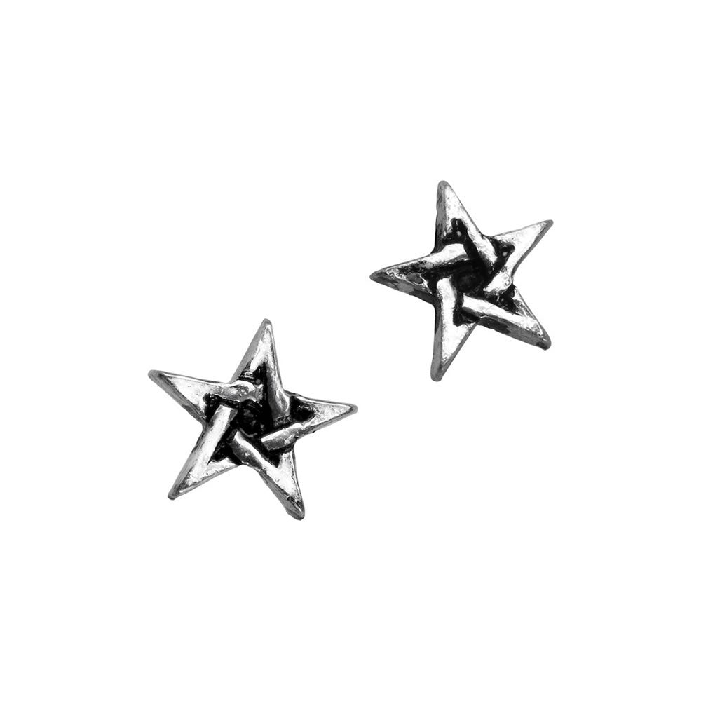 Alchemy Gothic Pentagram Stud Pewter Earrings E164