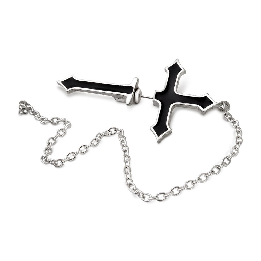 Alchemy Gothic Impalare Black Ozzy Cross Single Earring E280