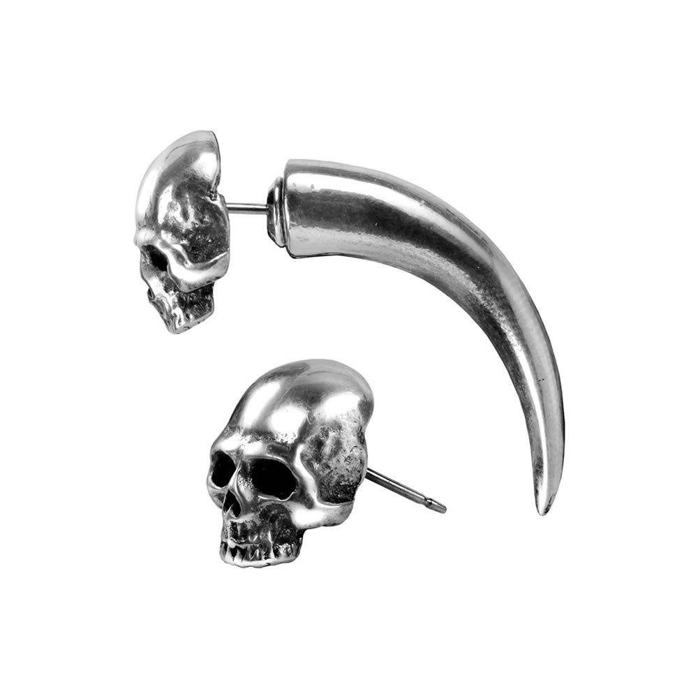 Alchemy Gothic Tomb Skull Horn Single Post Earring E320