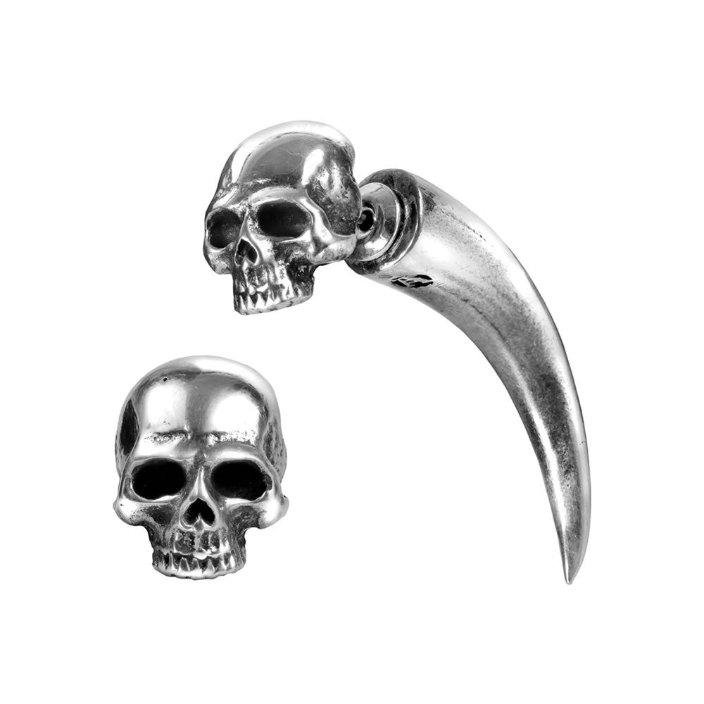 Alchemy Gothic Tomb Skull Horn Single Post Earring E320