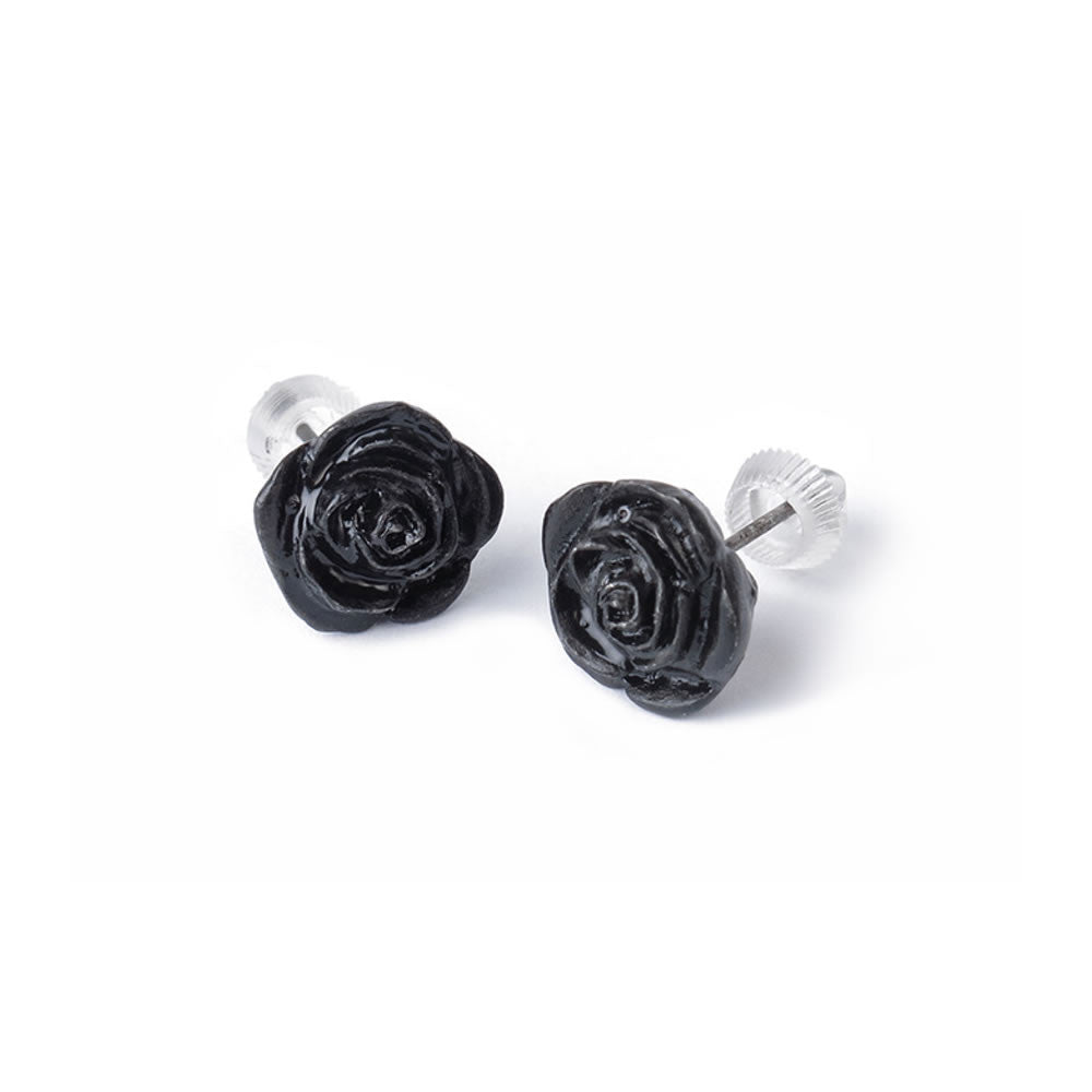 Alchemy Gothic The Romance of Black Rose Earrings E339