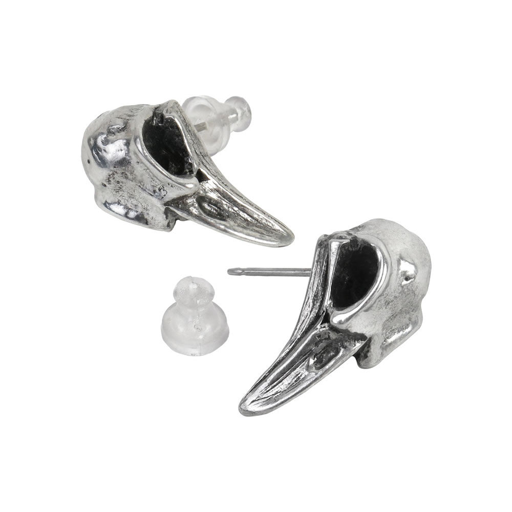 Alchemy Gothic Rabeschadel Raven Skull Earrings E359
