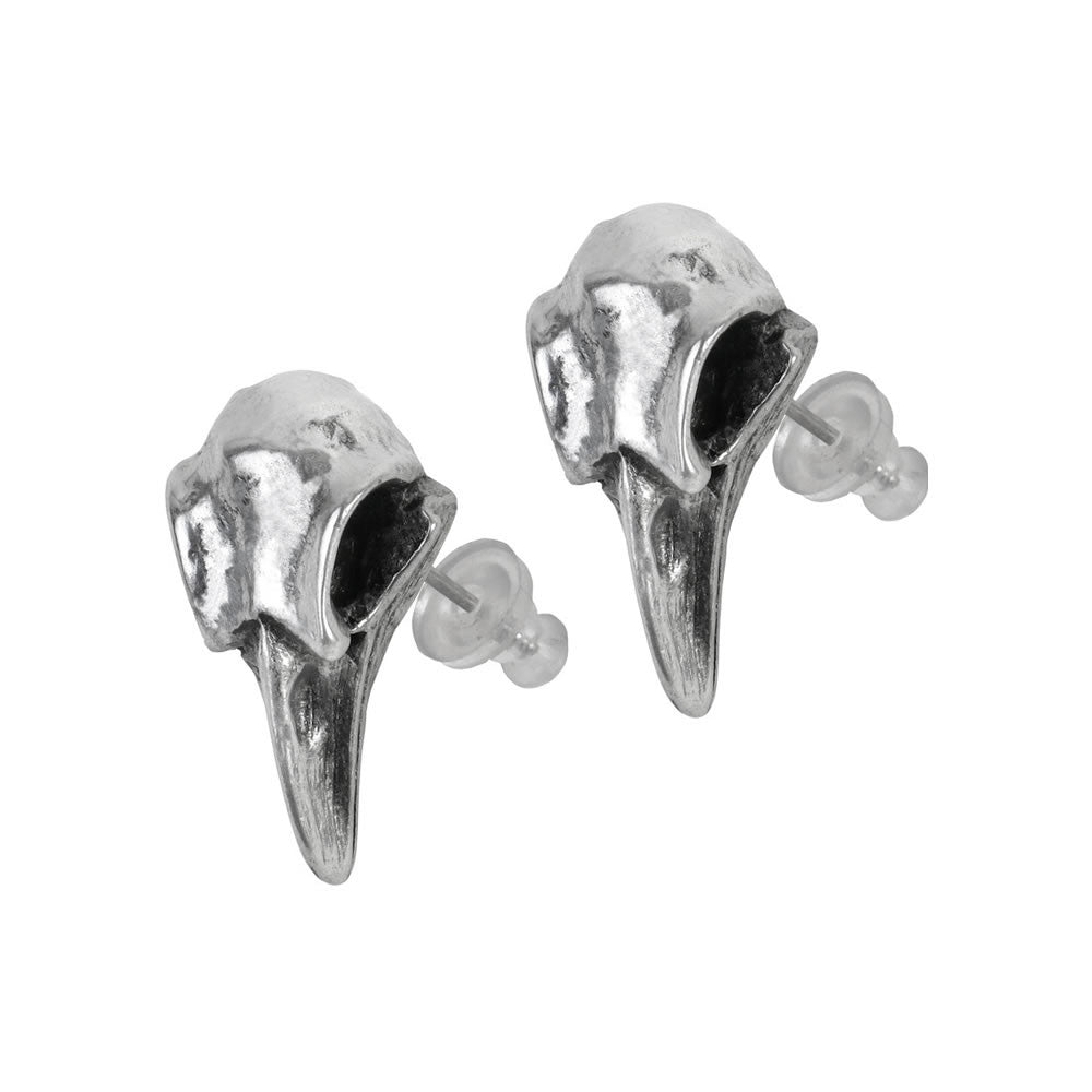 Alchemy Gothic Rabeschadel Raven Skull Earrings E359