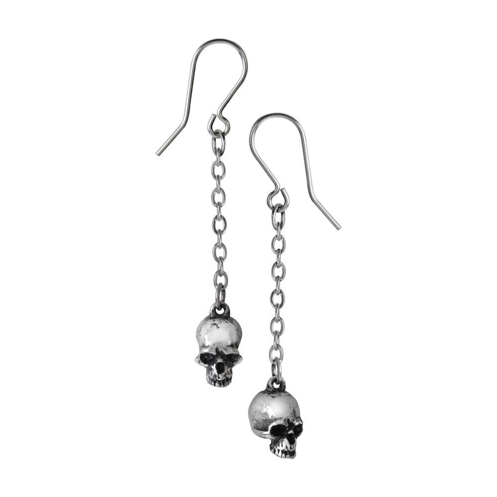 Alchemy Gothic Deadskull Chain Skull Earrings E364