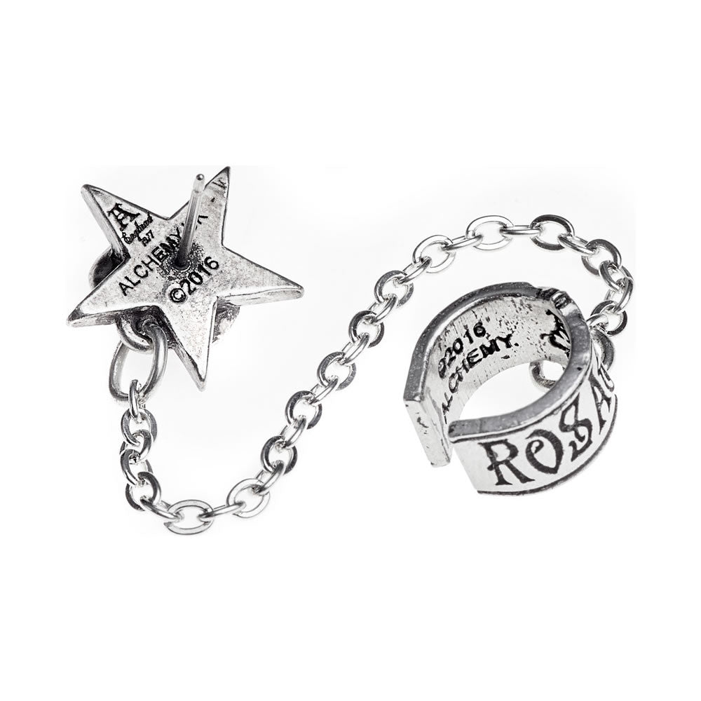 Alchemy Gothic Rosa Nocta Pentagram Black Rose Earcuff E382