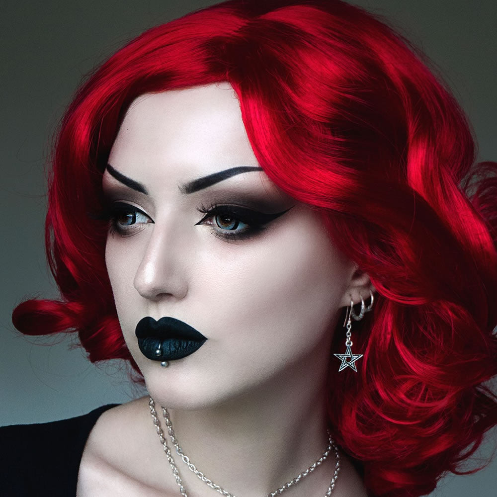 Alchemy Gothic Black Star Earrings Wiccan Pentagrams E395
