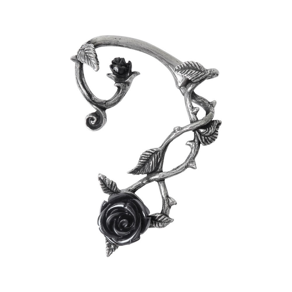 Alchemy Gothic Romantic Black Rose Left Ear Ear Wrap E410