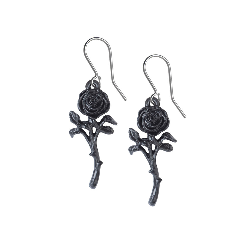 Alchemy Gothic The Romance of the Black Rose Earrings E421