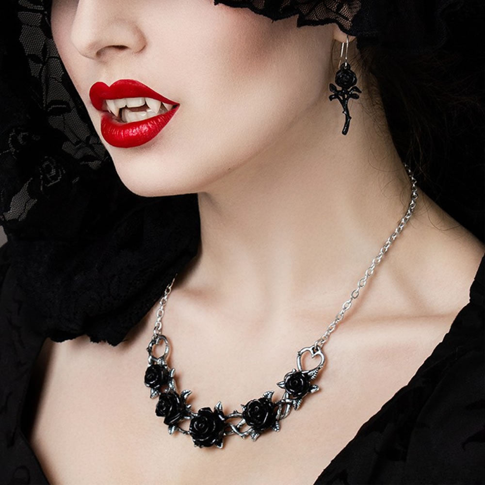 Alchemy Gothic The Romance of the Black Rose Earrings E421