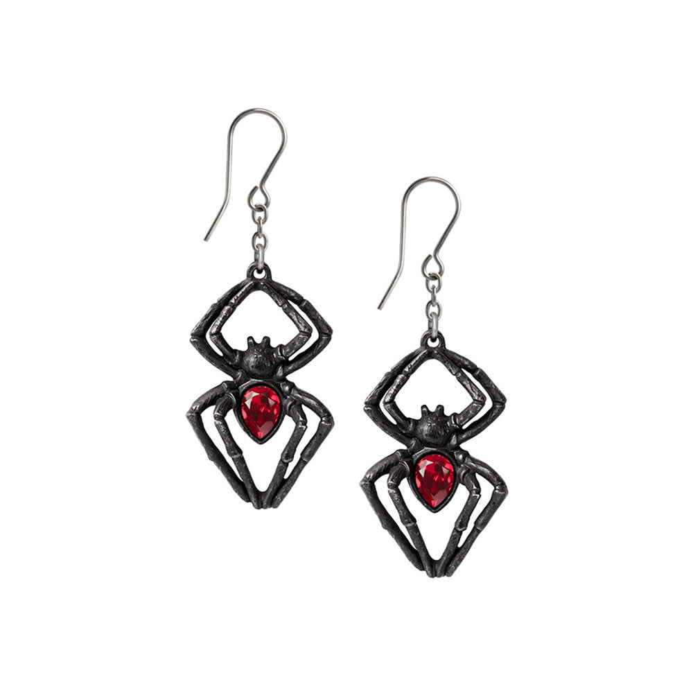 Alchemy Gothic Black Widow Spider Earrings E428