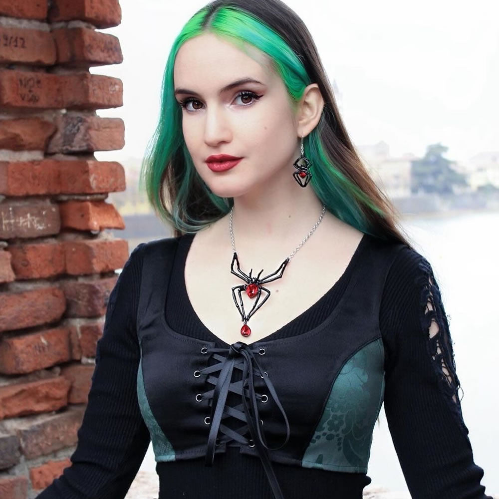 Alchemy Gothic Black Widow Spider Earrings E428