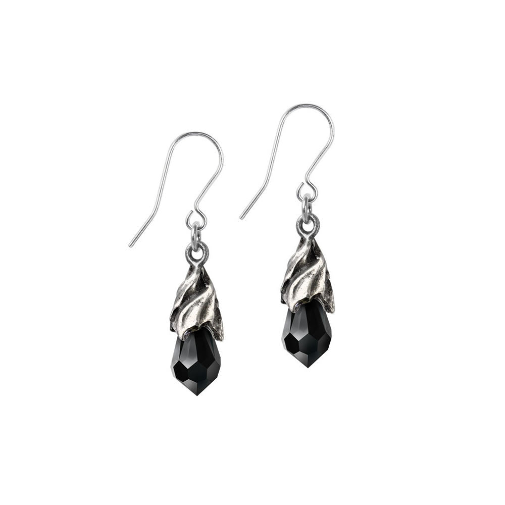Alchemy Gothic Empyrean Tear Crystal Black Red Clear Earrings E437