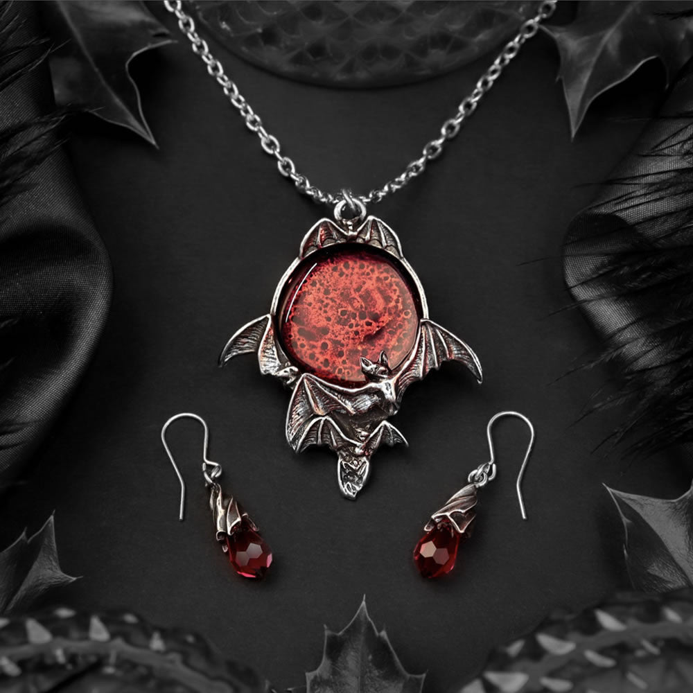 Alchemy Gothic Empyrean Tear Crystal Black Red Clear Earrings E437