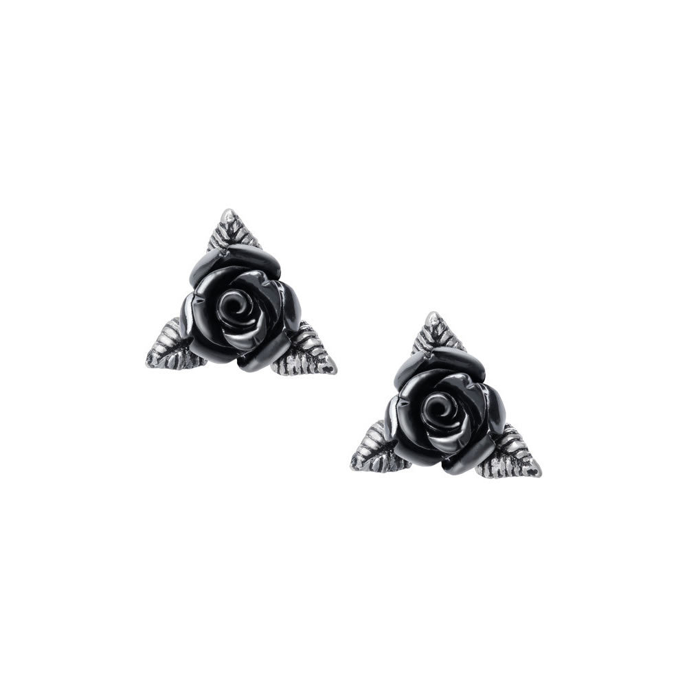Alchemy Gothic Ring O' Roses Black Rose Earrings E447