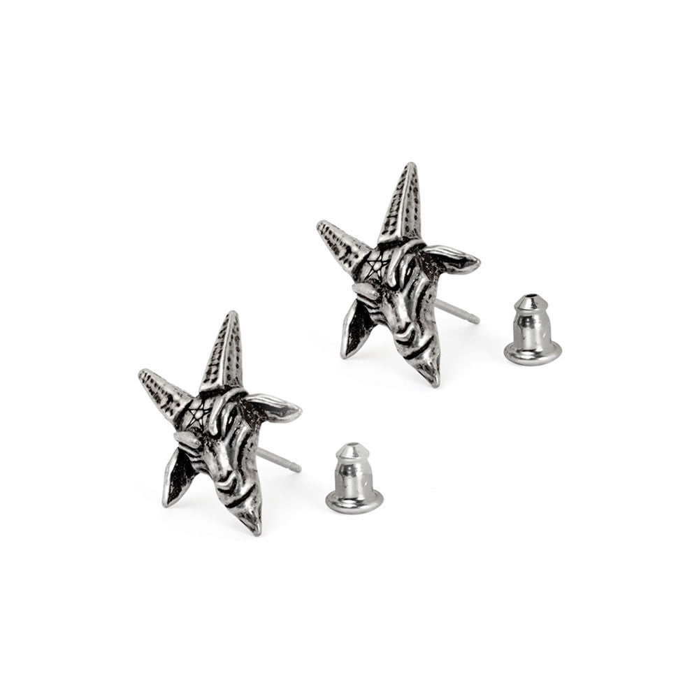 Alchemy Gothic Baphomet Stud Earrings E449