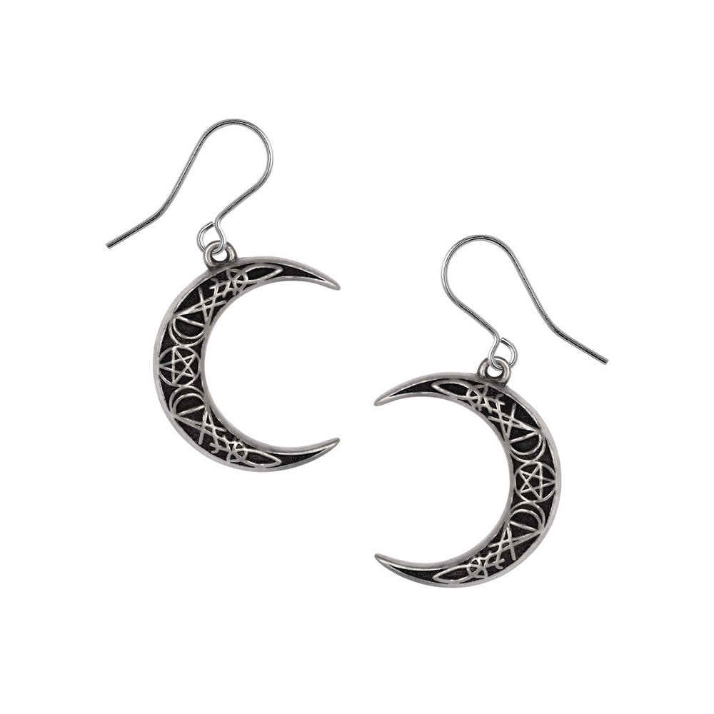 Alchemy Gothic Pact with a Prince Crescent Moon Earrings E458