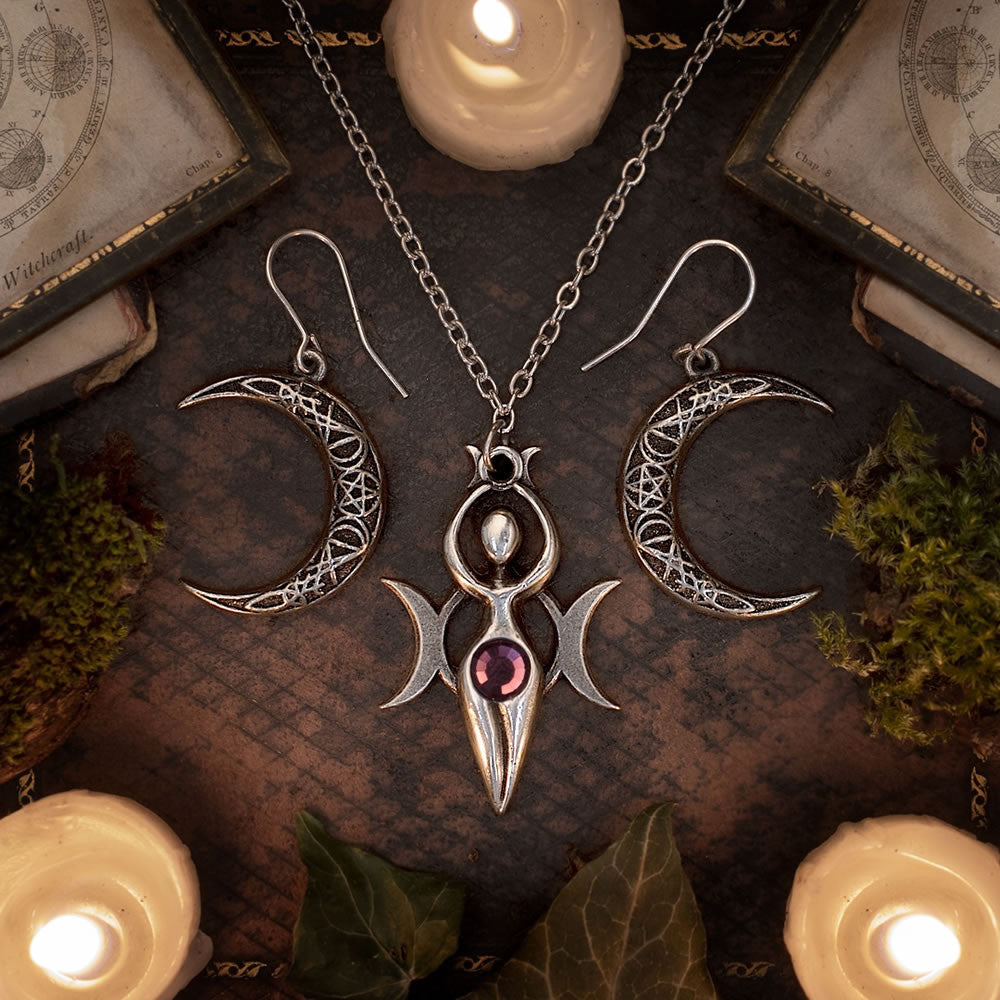 Alchemy Gothic Pact with a Prince Crescent Moon Earrings E458