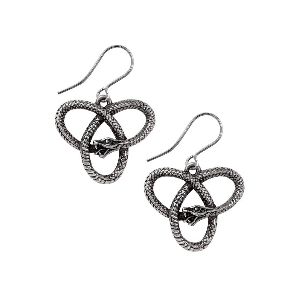 Alchemy Gothic Eve's Triquetra Snake Knot Earrings E460